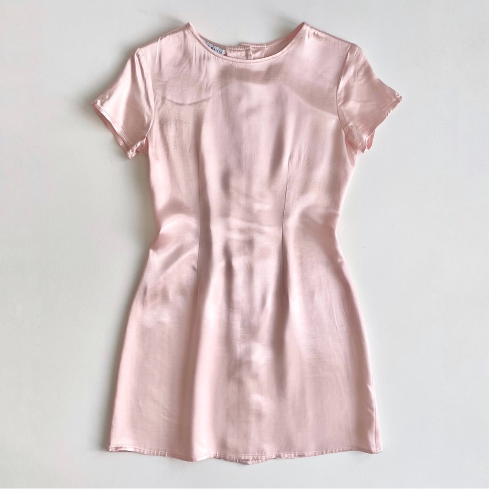 Vintage Johnathan Martin Baby Pink Satin Mini Dress
